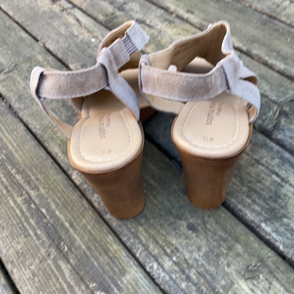 Italian Wedge Heels Peep Toe Suede - Picture 5 of 9